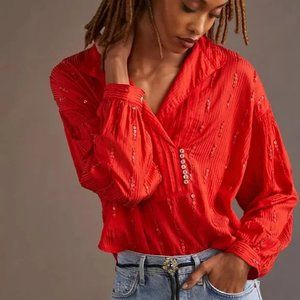 Anthropologie Pilcro Pintucked Buttondown Size Small